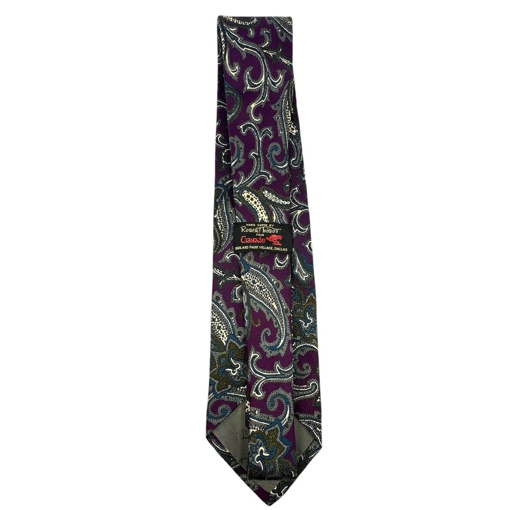 Robert Talbott Men's Purple Paisley Silk Tie‎ Hand Sewn Made in USA Formal 60" - Picture 3 of 6
